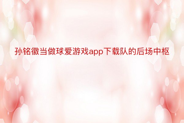 孙铭徽当做球爱游戏app下载队的后场中枢