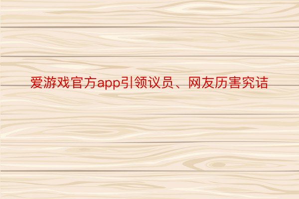 爱游戏官方app引领议员、网友历害究诘