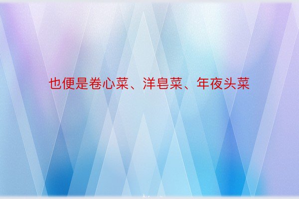 也便是卷心菜、洋皂菜、年夜头菜